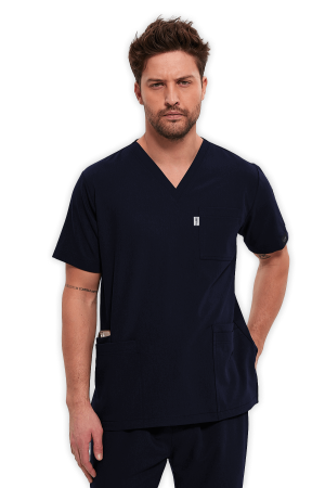 LAME Uniform Erkek Scrubs Üst 5–Cepli – Lacivert