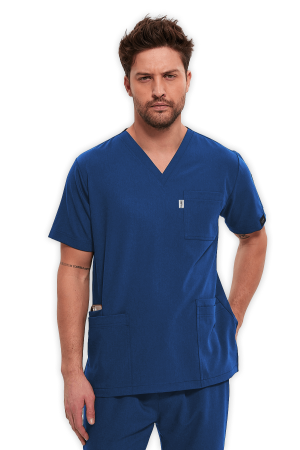LAME Uniform Erkek Scrubs Üst 5–Cepli – Petrol Mavisi