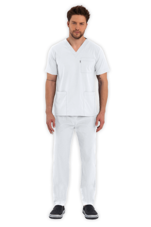 LAME Uniform Erkek Scrubs Takım – Beyaz