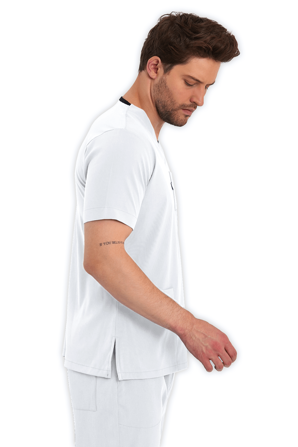 LAME Uniform Erkek Scrubs Üst – Beyaz