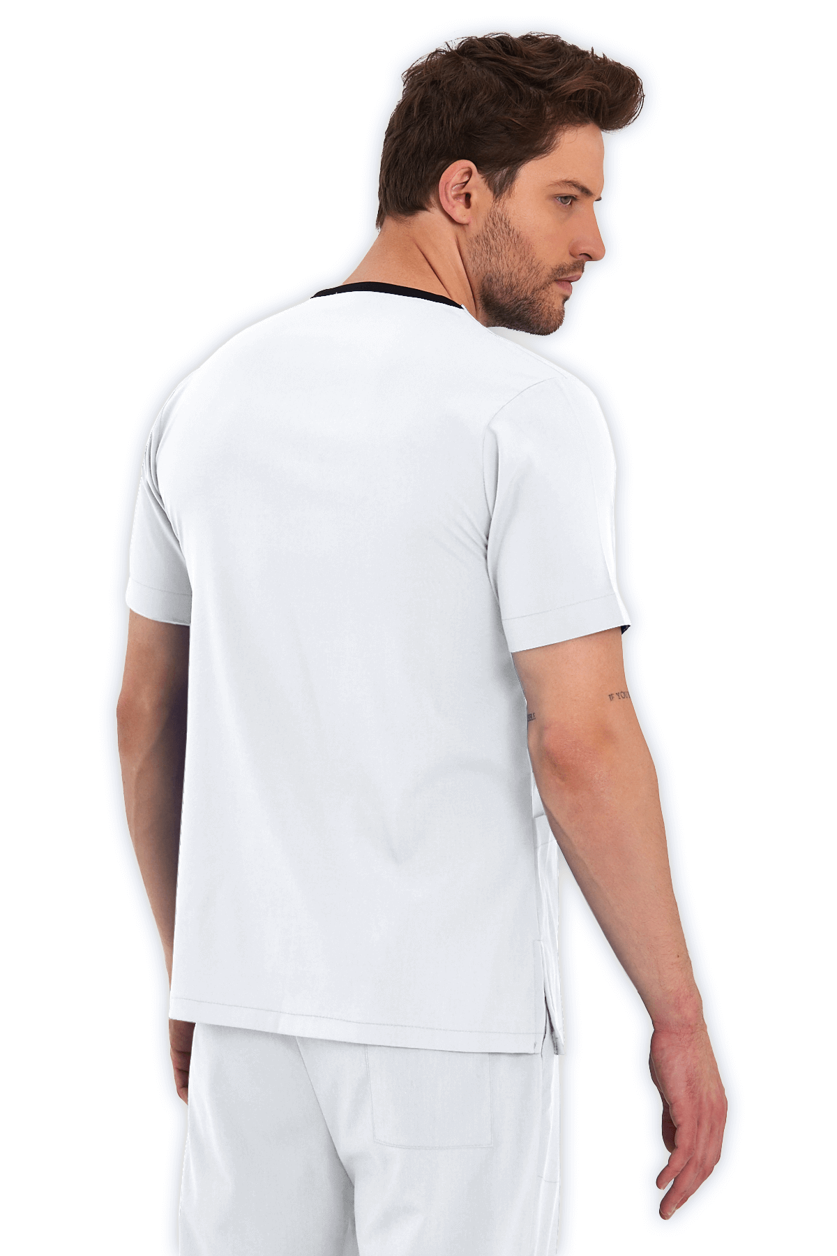 LAME Uniform Erkek Scrubs Üst – Beyaz