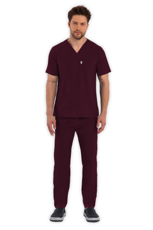 LAME Uniform Erkek Scrubs Takım – Bordo