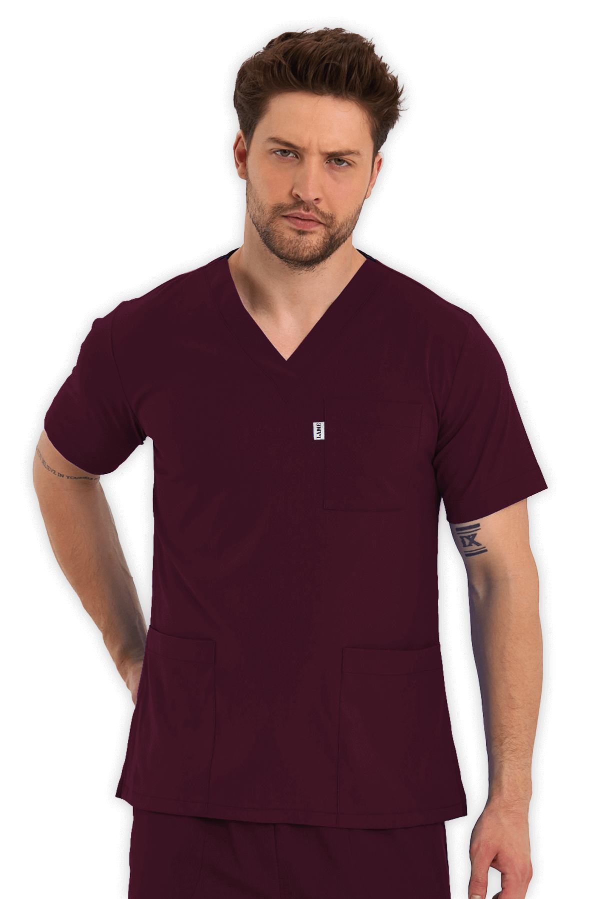 LAME Uniform Erkek Scrubs Takım – Bordo
