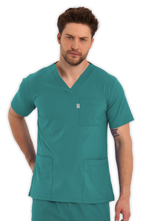 LAME Uniform Erkek Scrubs Üst – Cerrahi Yeşil