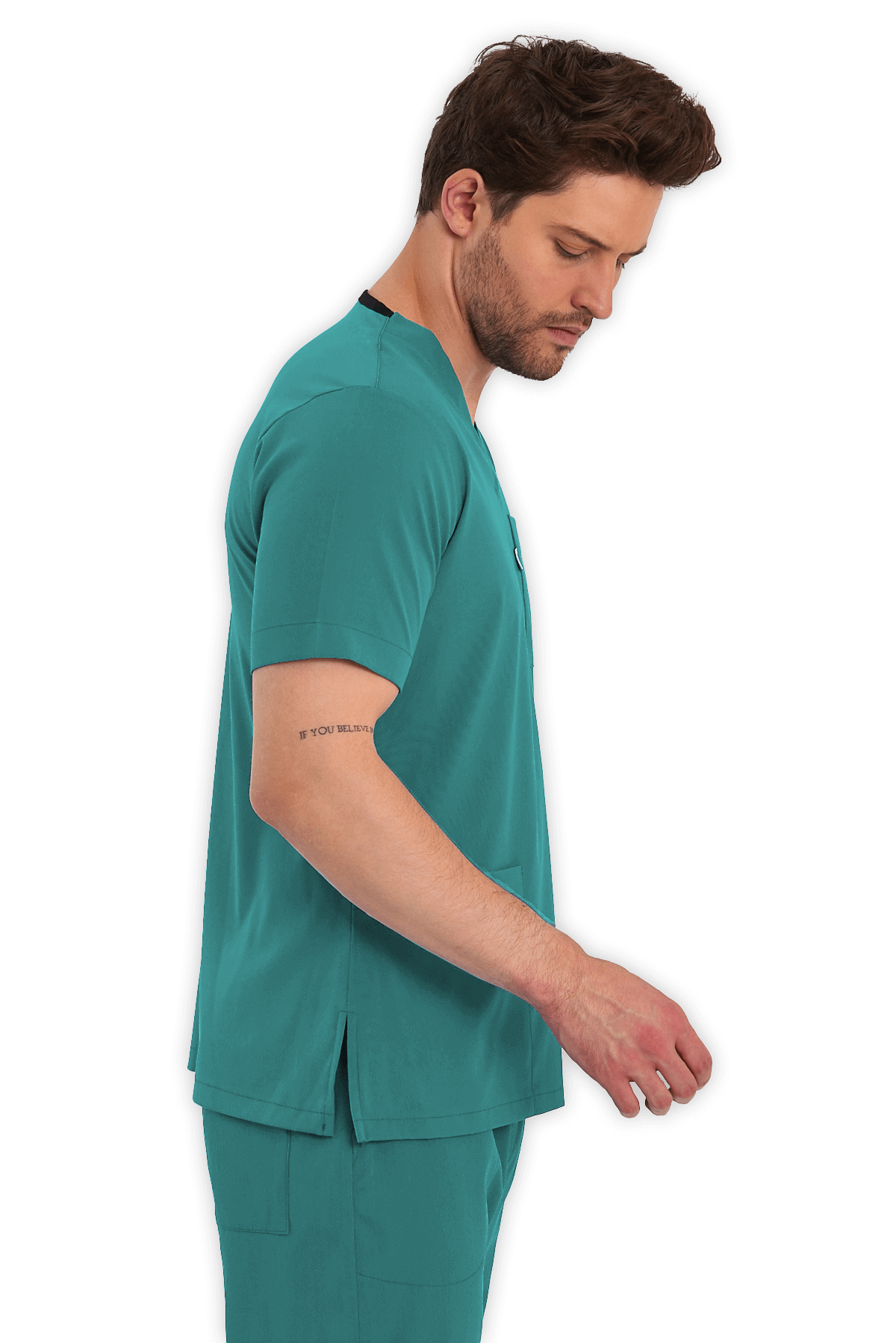 LAME Uniform Erkek Scrubs Üst – Cerrahi Yeşil