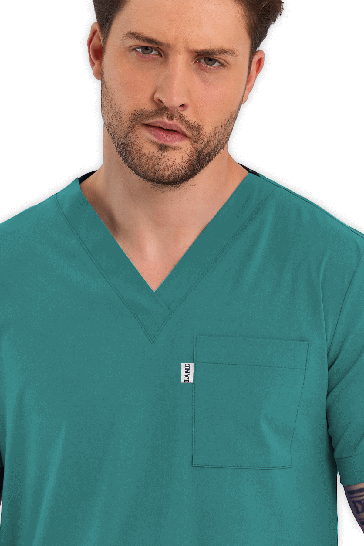 LAME Uniform Erkek Scrubs Üst – Cerrahi Yeşil