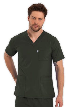LAME Uniform Erkek Scrubs Üst – Haki