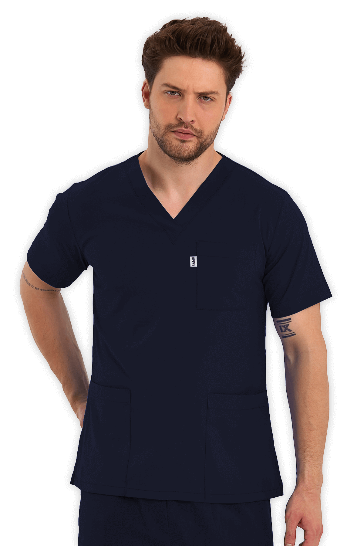 LAME Uniform Erkek Scrubs Üst – Lacivert