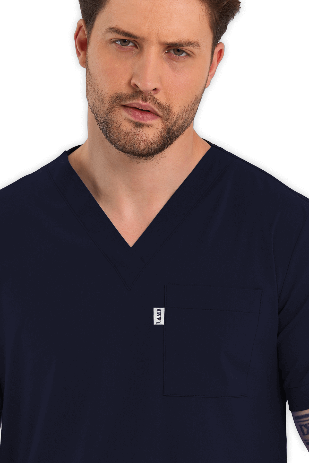 LAME Uniform Erkek Scrubs Üst – Lacivert