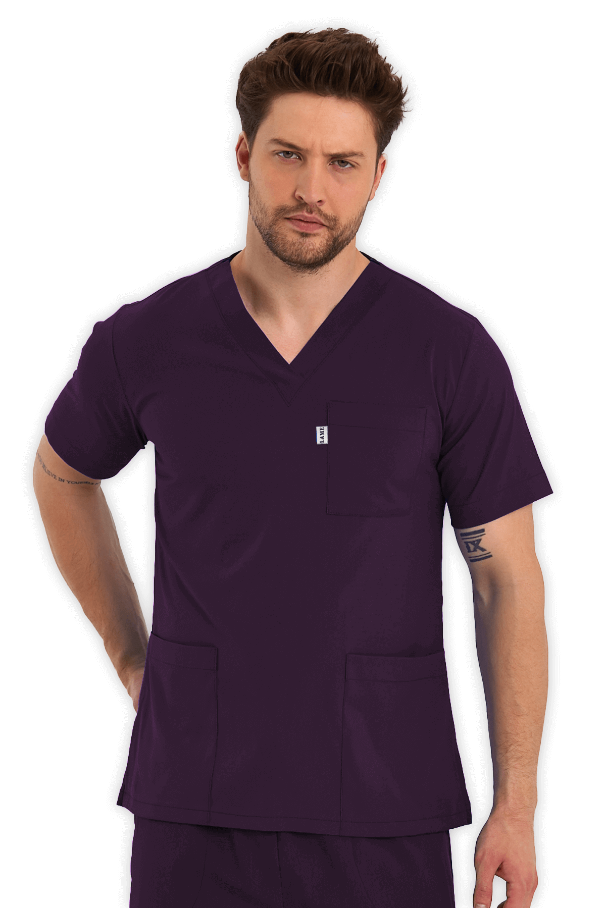 LAME Uniform Erkek Scrubs Takım – Mürdüm