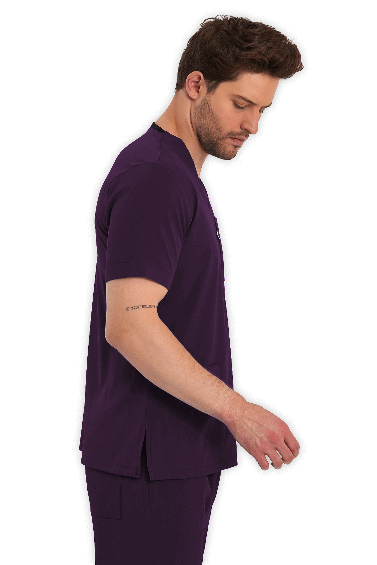 LAME Uniform Erkek Scrubs Üst – Mürdüm