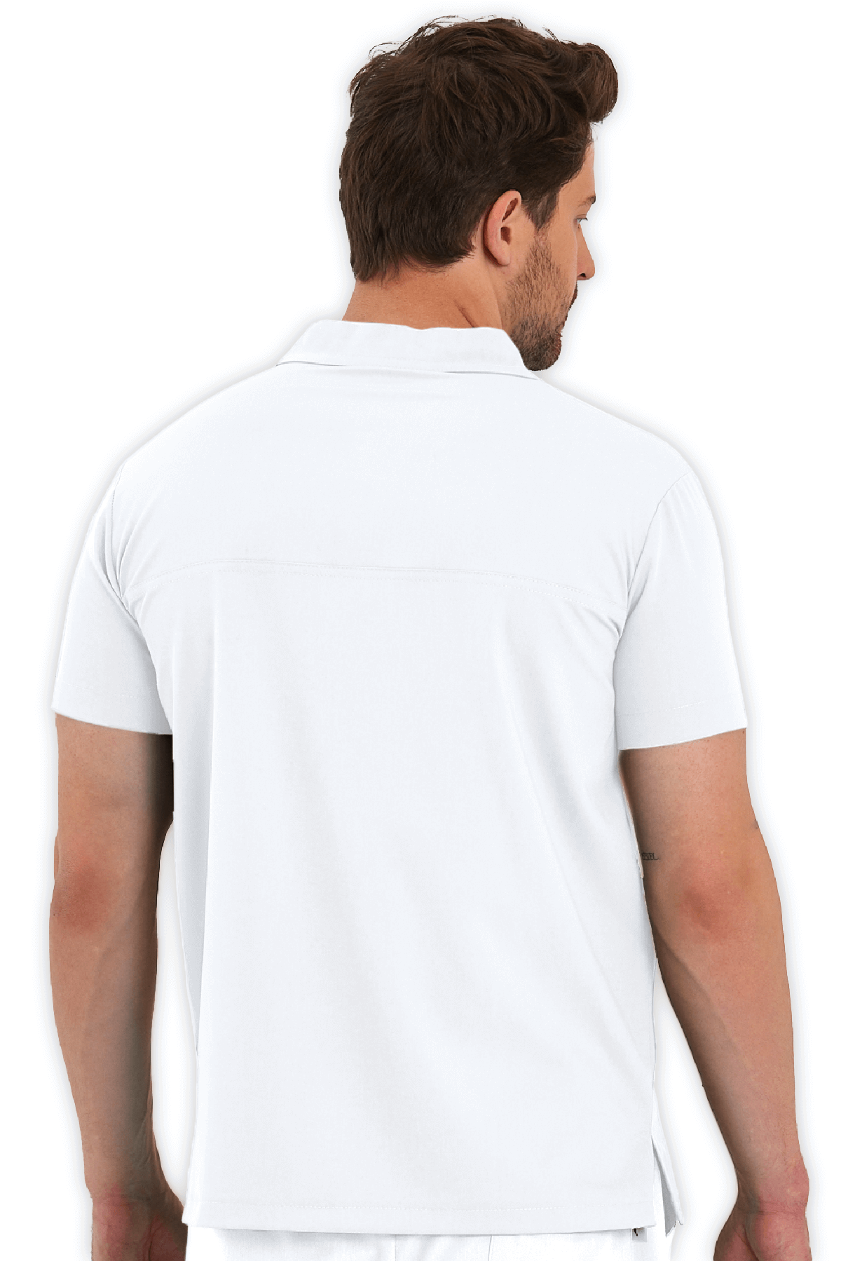 LAME Uniform Erkek Scrubs Üst Polo Yaka – Beyaz