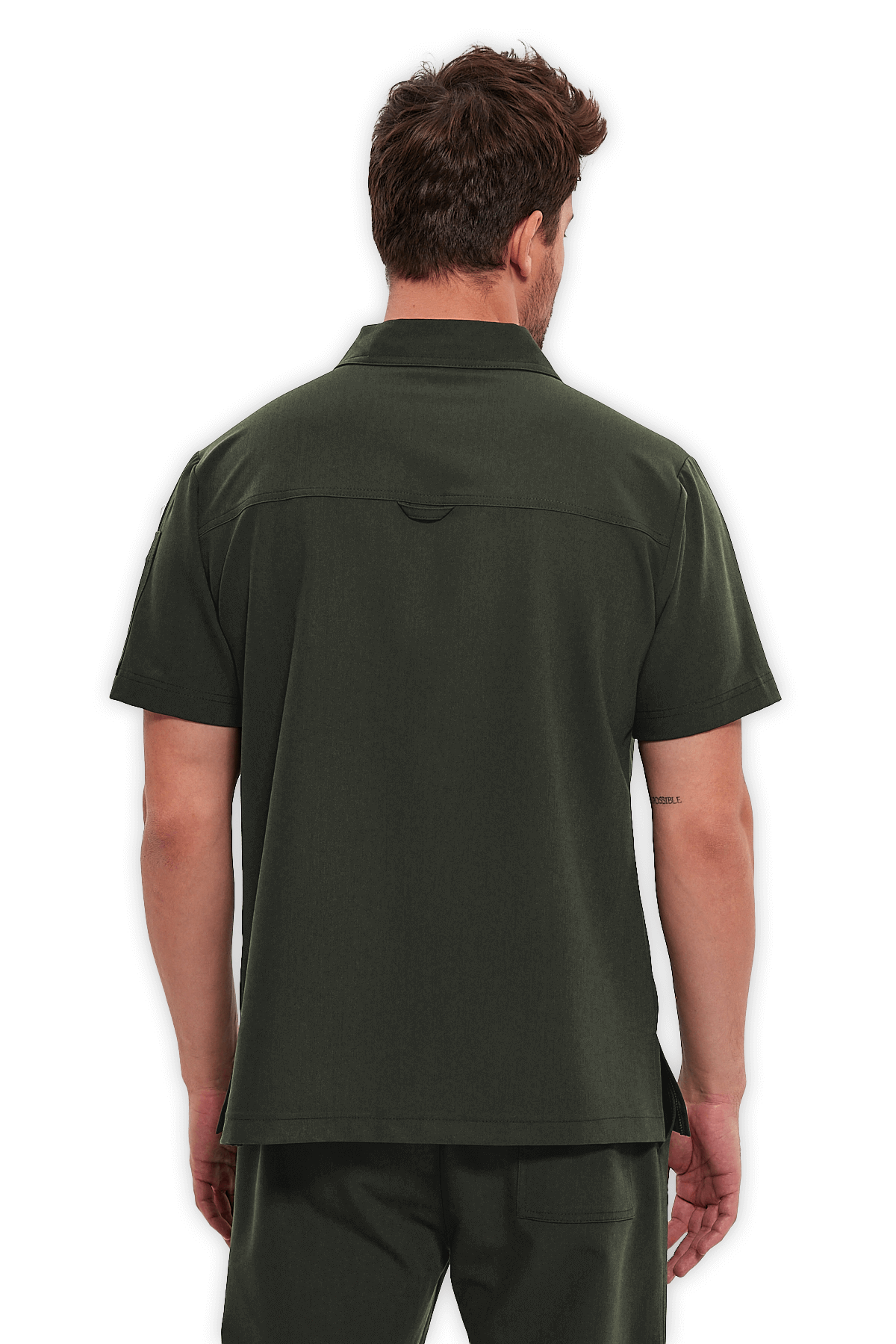 LAME Uniform Erkek Scrubs Üst Polo Yaka Fermuarlı – Haki