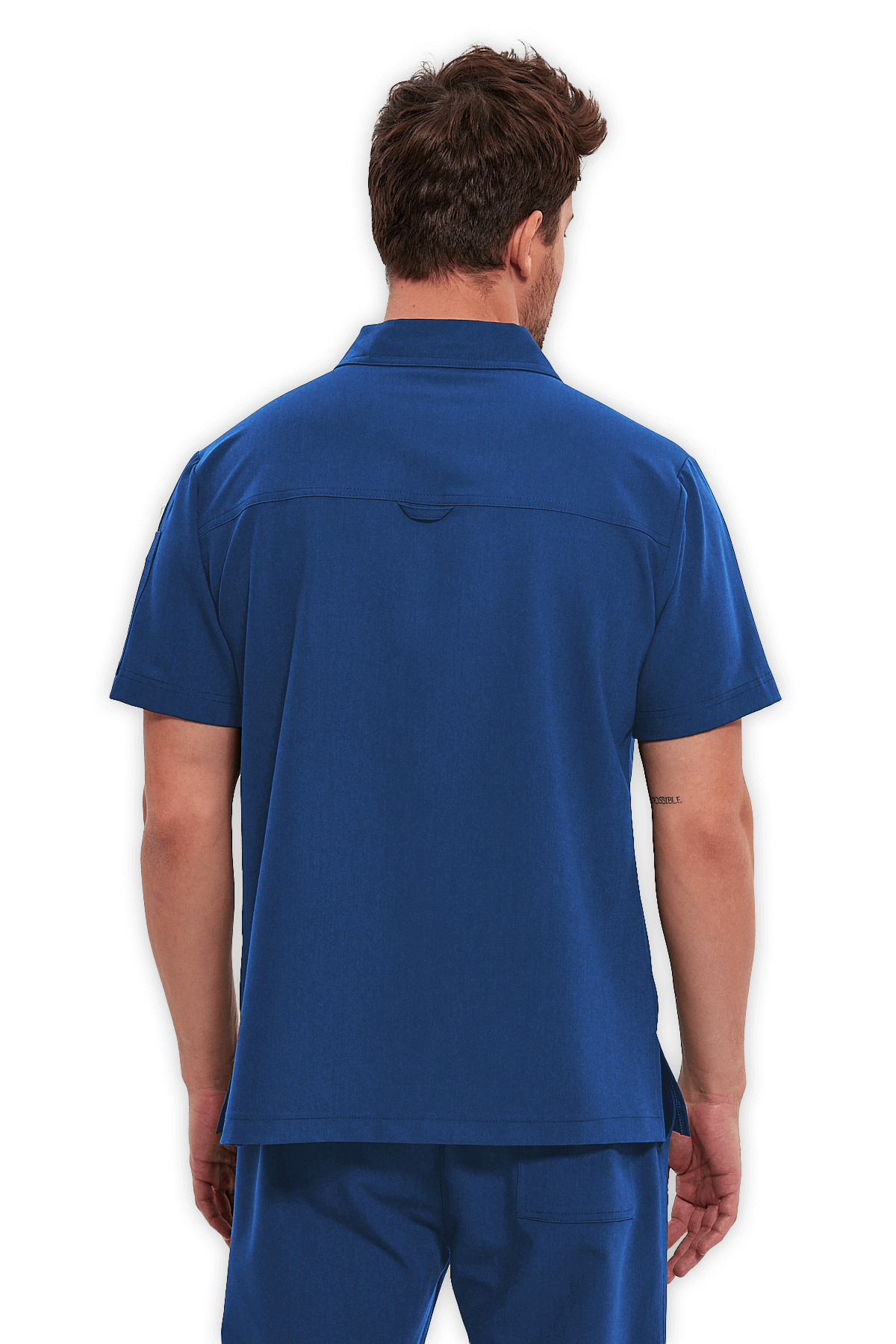 LAME Uniform Erkek Scrubs Üst Polo Yaka Fermuarlı – Petrol Mavisi