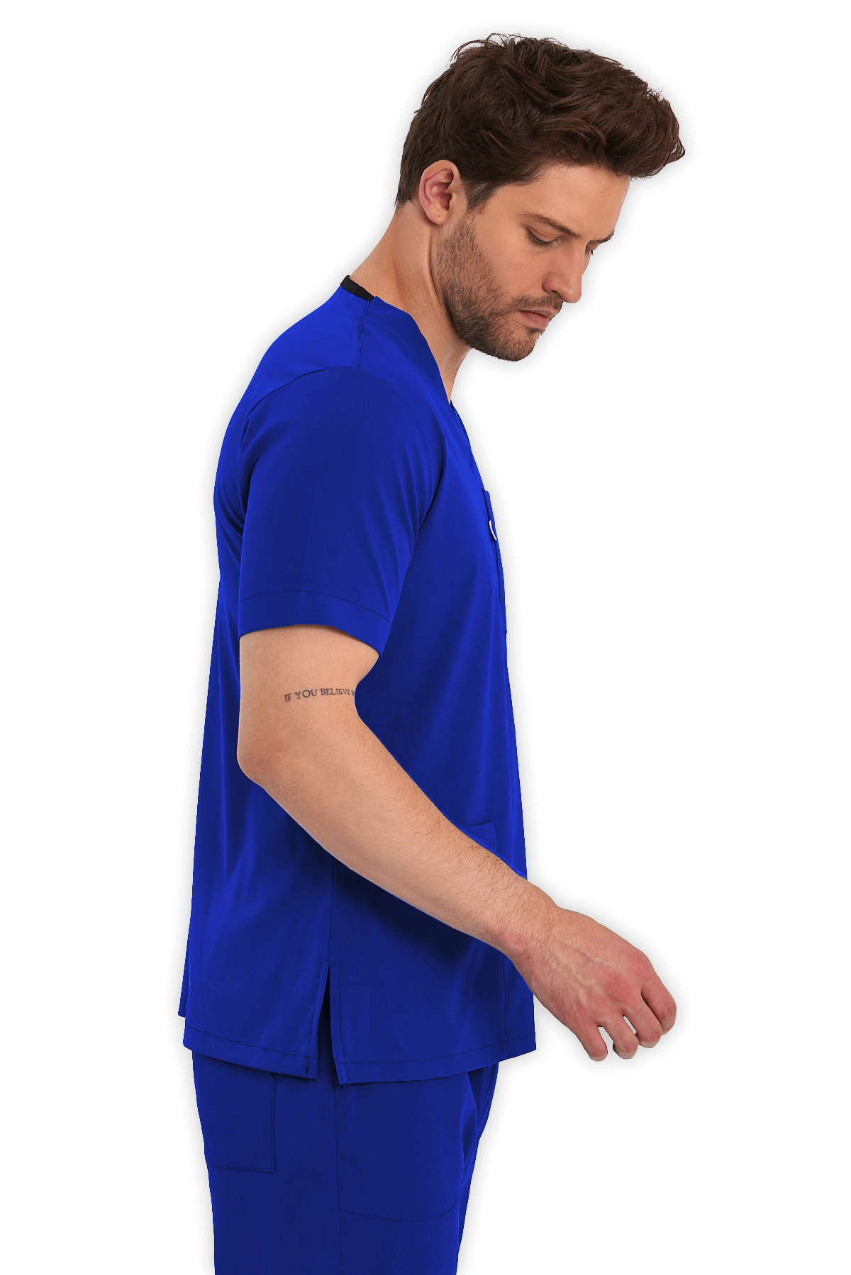 LAME Uniform Erkek Scrubs Üst – Saks Mavisi