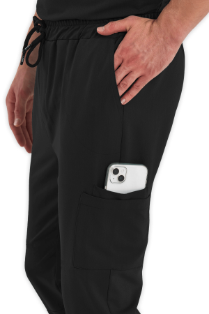 LAME Uniform Erkek Scrubs Pantolon Kargo Cepli – Siyah