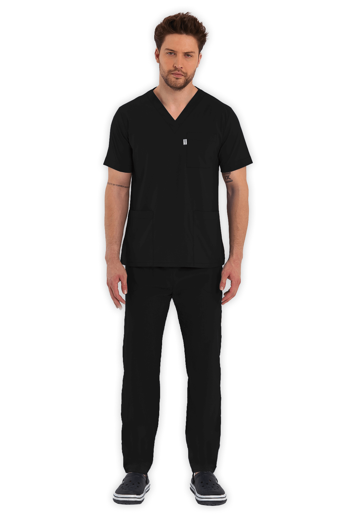 LAME Uniform Erkek Scrubs Takım – Siyah