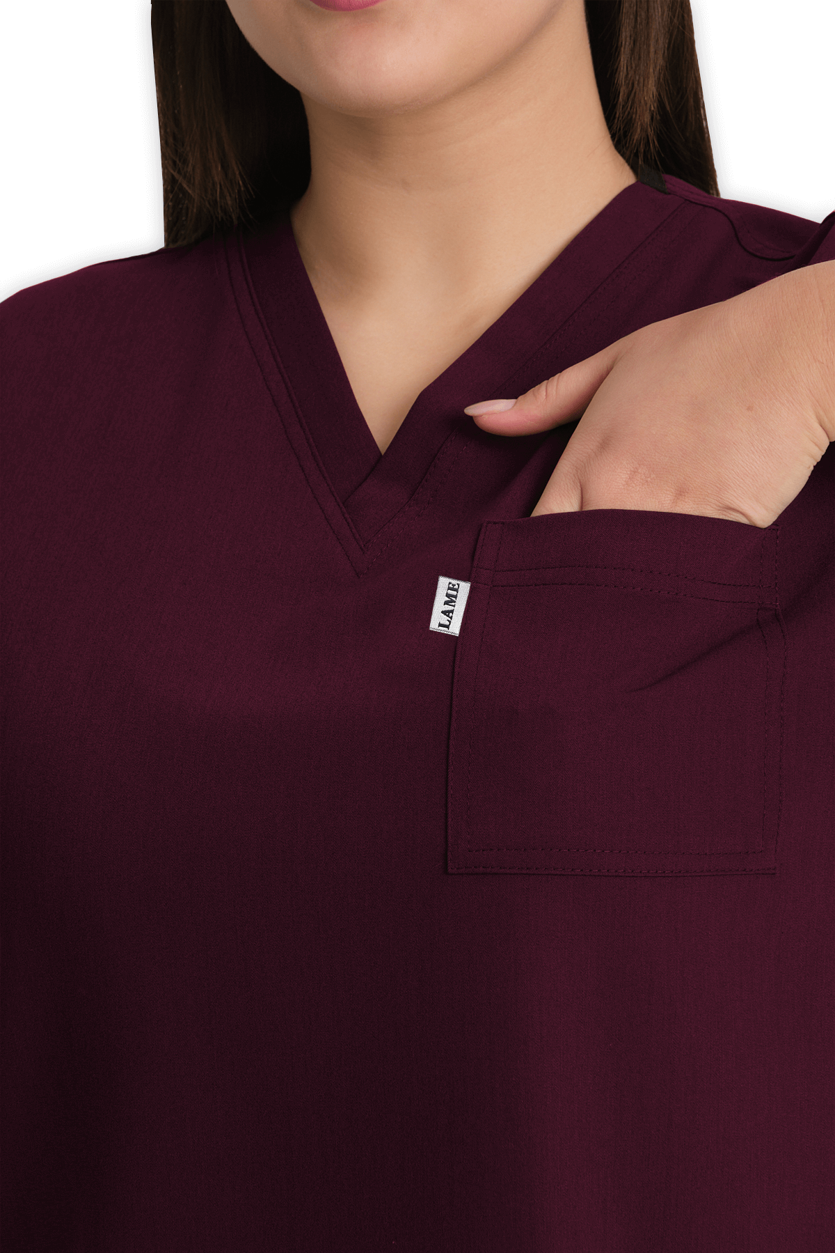LAME Uniform Kadın Scrubs Üst 5–Cepli – Bordo