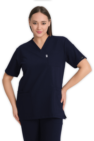 LAME Uniform Kadın Scrubs Üst 5–Cepli – Lacivert