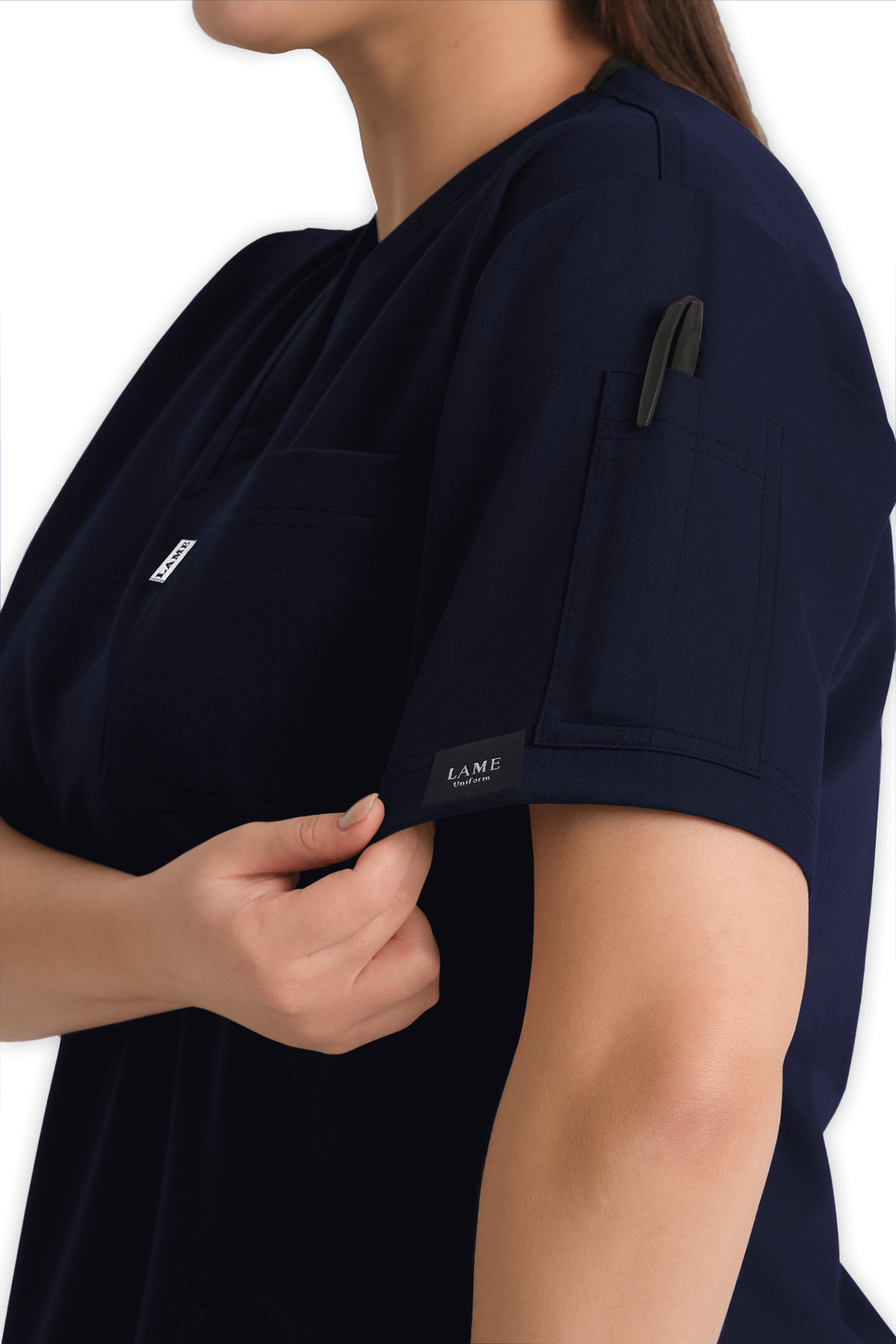 LAME Uniform Kadın Scrubs Üst 5–Cepli – Lacivert