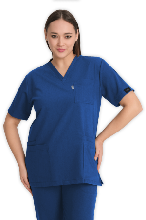 LAME Uniform Kadın Scrubs Üst 5–Cepli – Petrol Mavisi