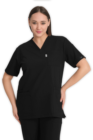 LAME Uniform Kadın Scrubs Üst 5–Cepli – Siyah