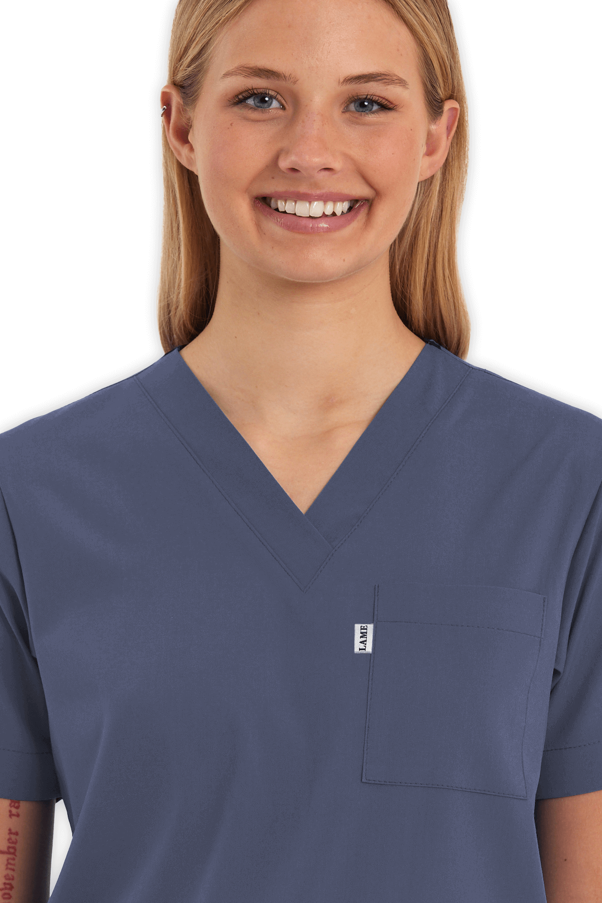 LAME Uniform Kadın Scrubs Üst – Açık Gri