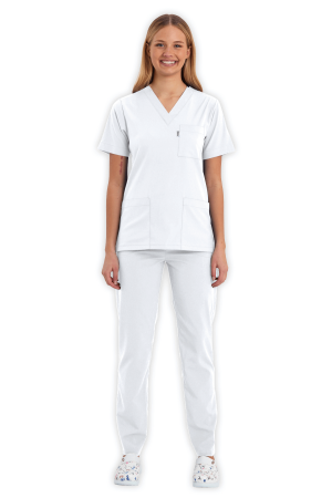 LAME Uniform Kadın Scrubs Takım – Beyaz