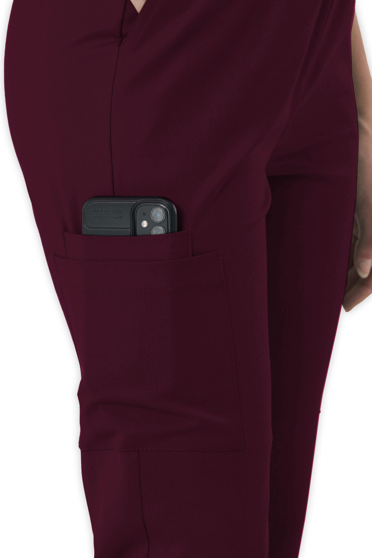 LAME Uniform Kadın Scrubs Pantolon Kargo Cepli – Bordo