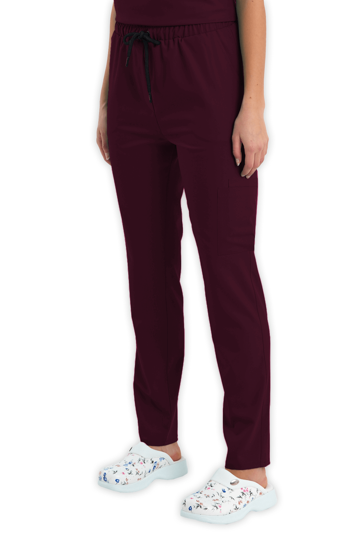 LAME Uniform Kadın Scrubs Pantolon Kargo Cepli – Bordo