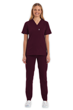 LAME Uniform Kadın Scrubs Takım – Bordo