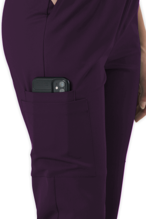 LAME Uniform Kadın Scrubs Pantolon Kargo Cepli – Mürdüm