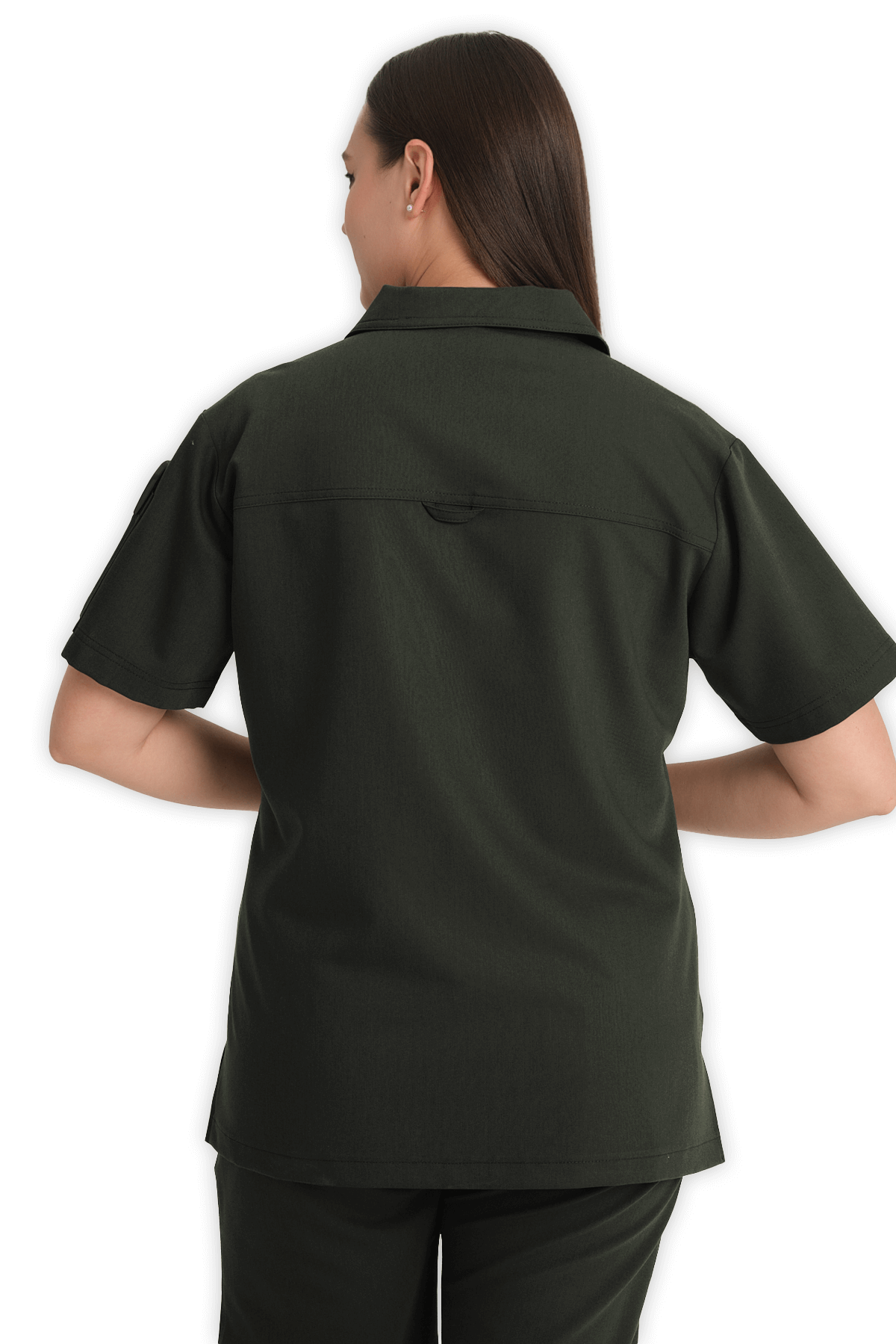 LAME Uniform Kadın Scrubs Üst Polo Yaka Fermuarlı – Haki