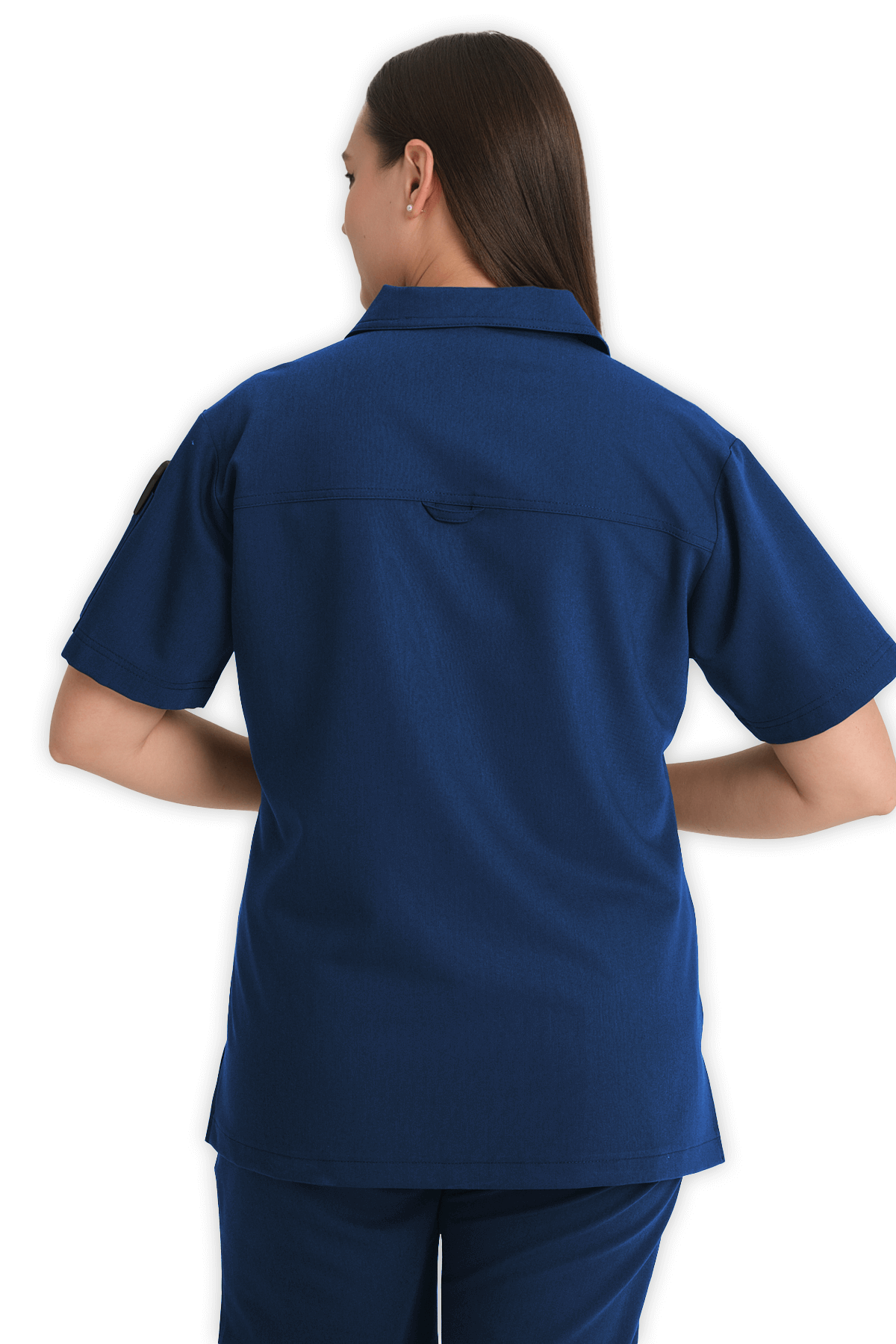 LAME Uniform Kadın Scrubs Üst Polo Yaka Fermuarlı – Petrol Mavisi