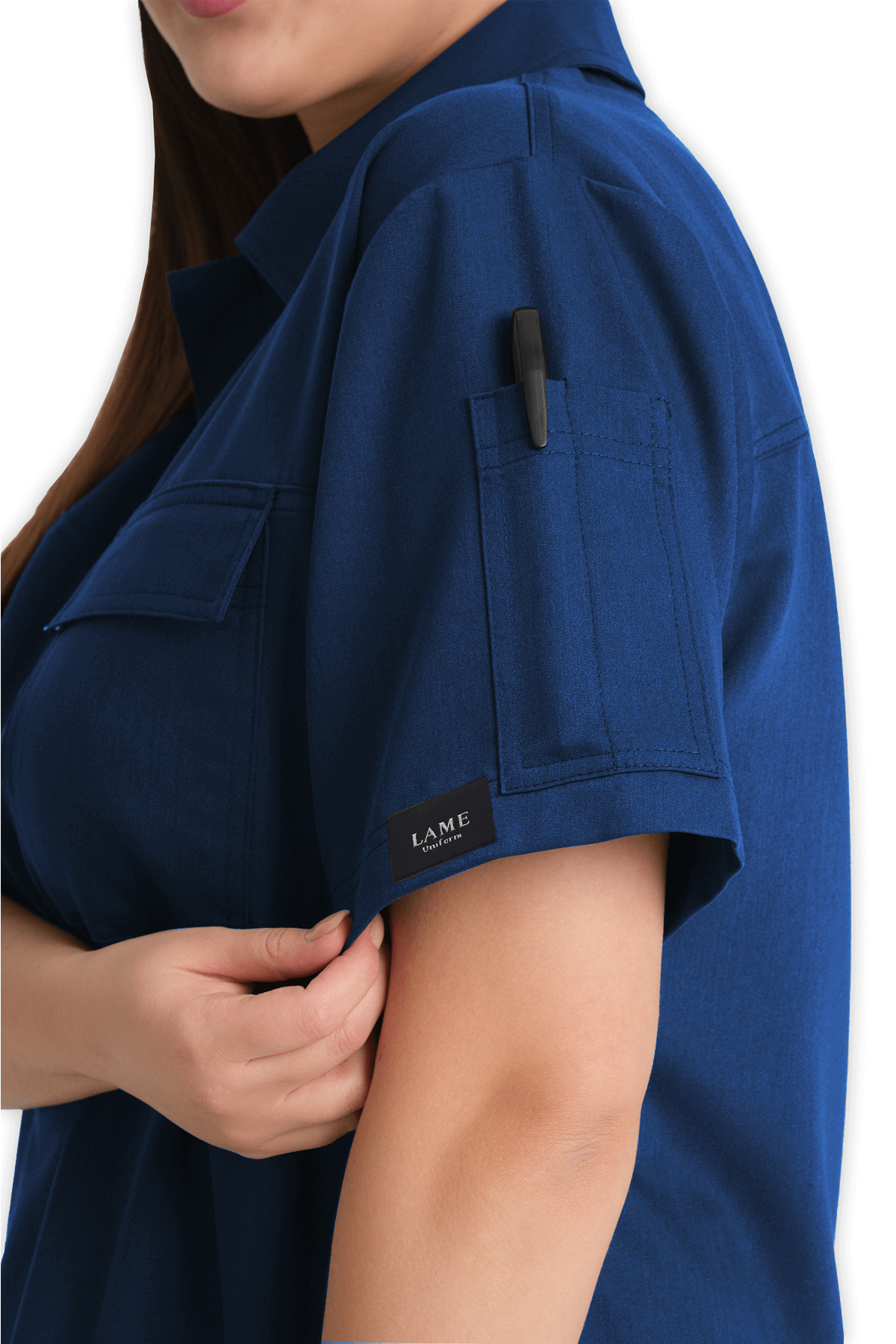 LAME Uniform Kadın Scrubs Üst Polo Yaka – Petrol Mavisi