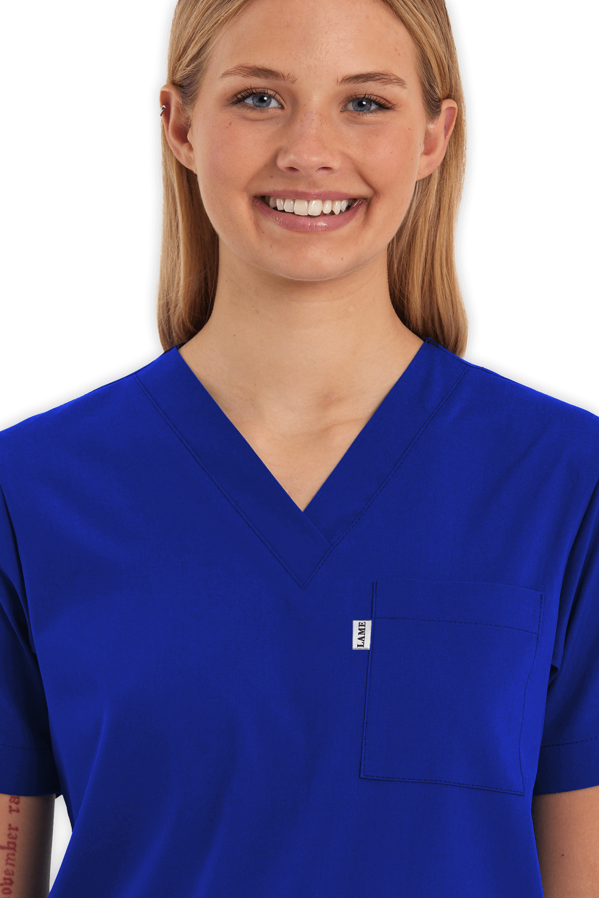 LAME Uniform Kadın Scrubs Üst – Saks Mavisi