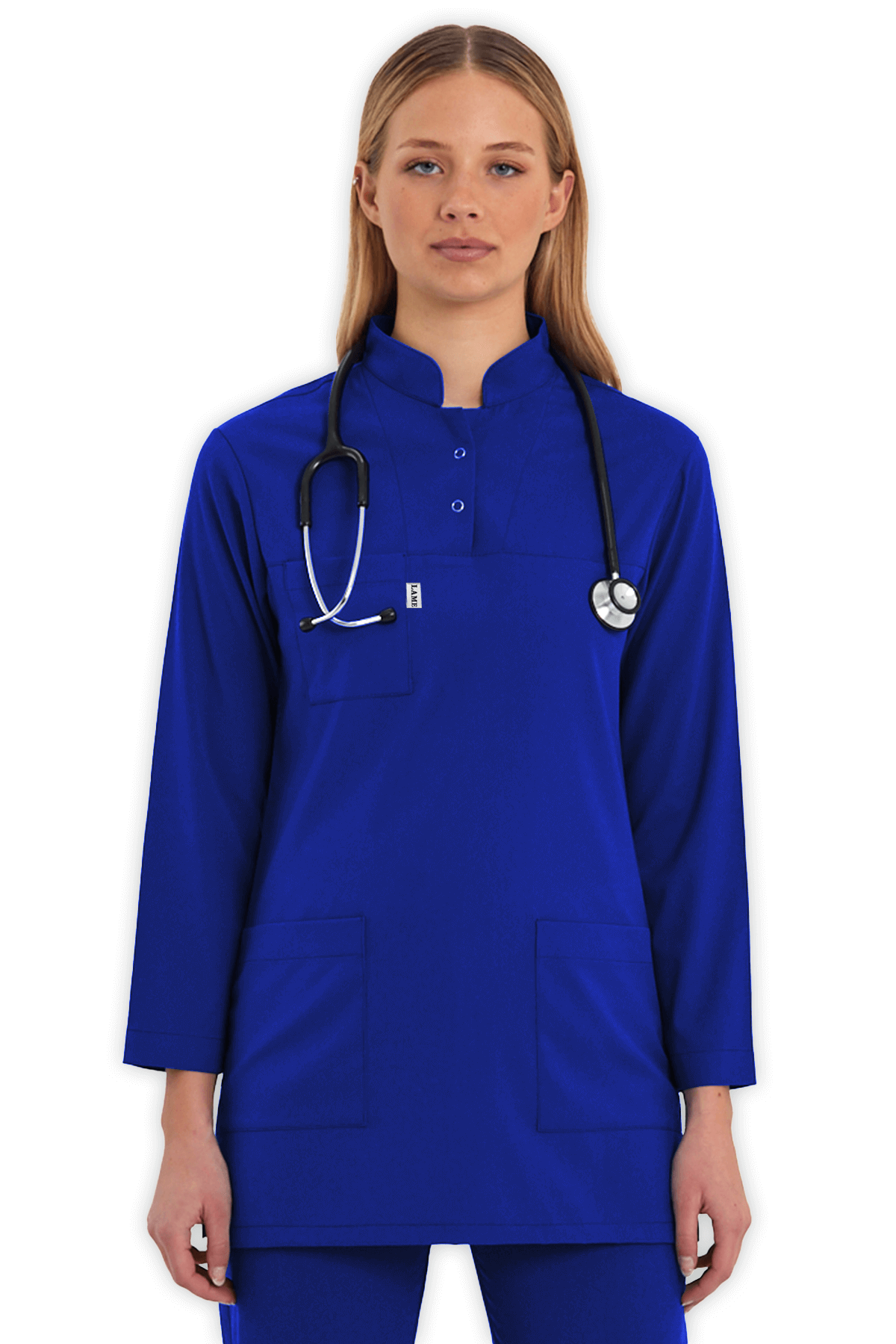 LAME Uniform Tesettür Scrubs Üst – Saks Mavisi