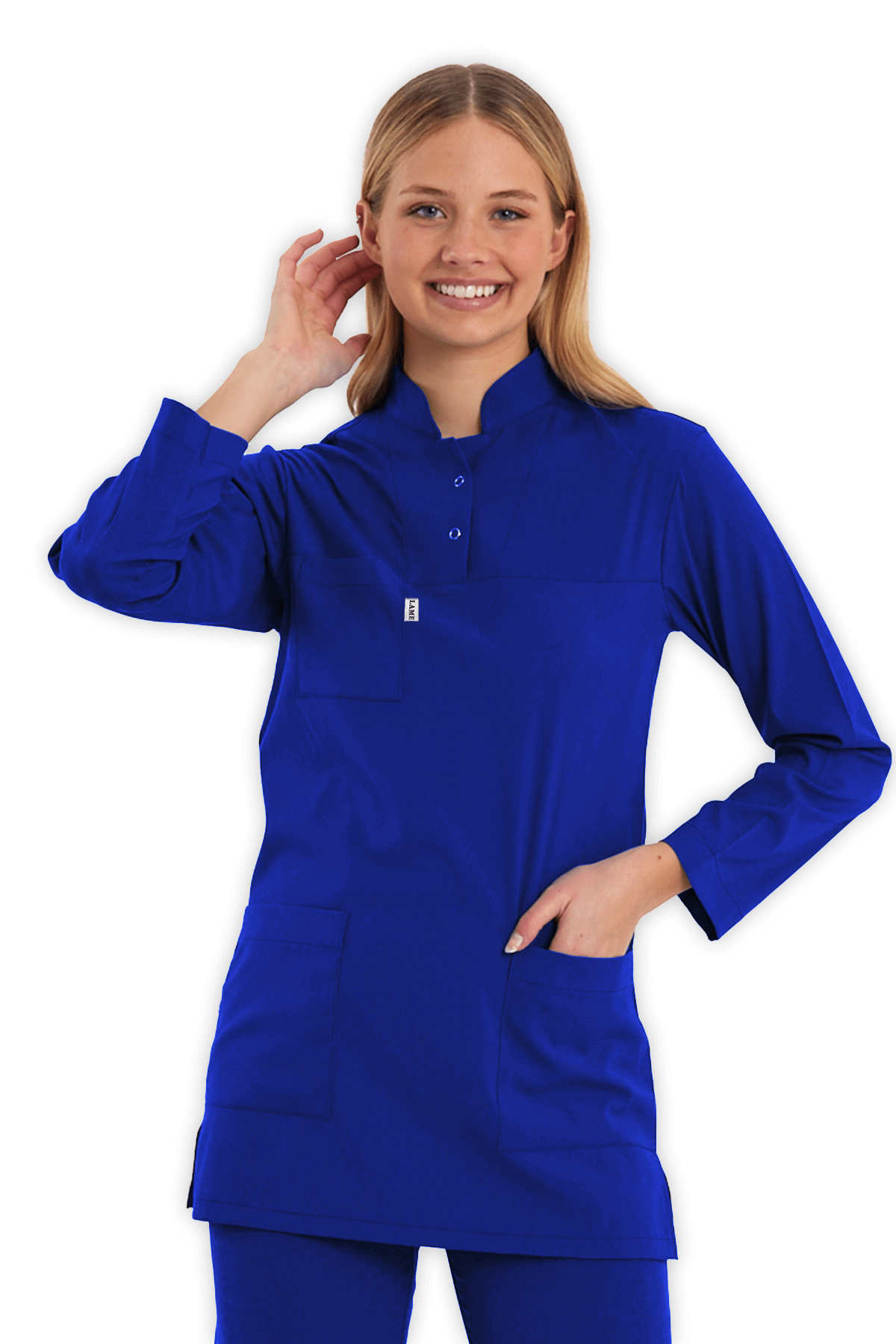 LAME Uniform Tesettür Scrubs Üst – Saks Mavisi
