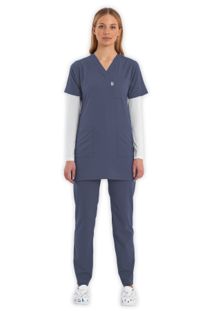 LAME Uniform Tunik Scrubs Takım – Açık Gri