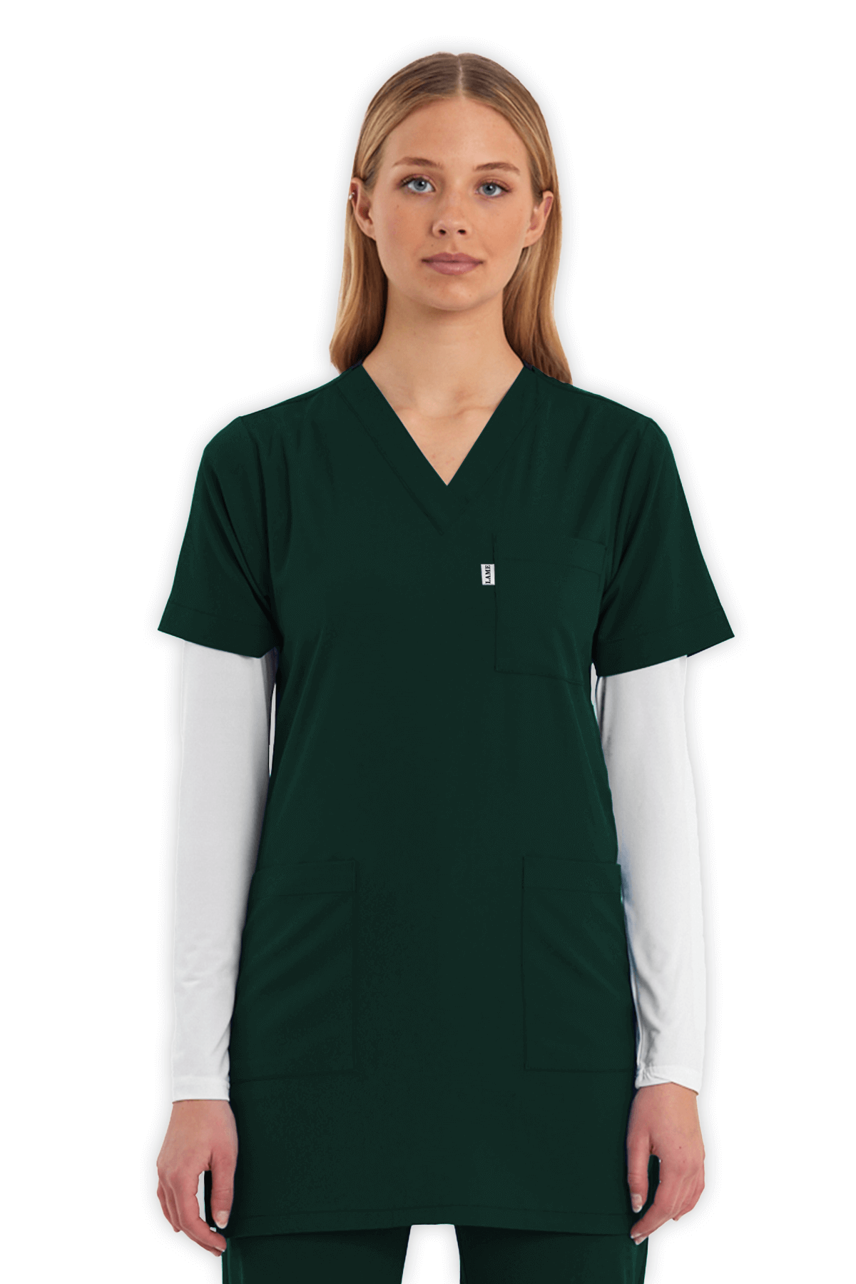 LAME Uniform Tunik Scrubs Üst – Avcı Yeşili
