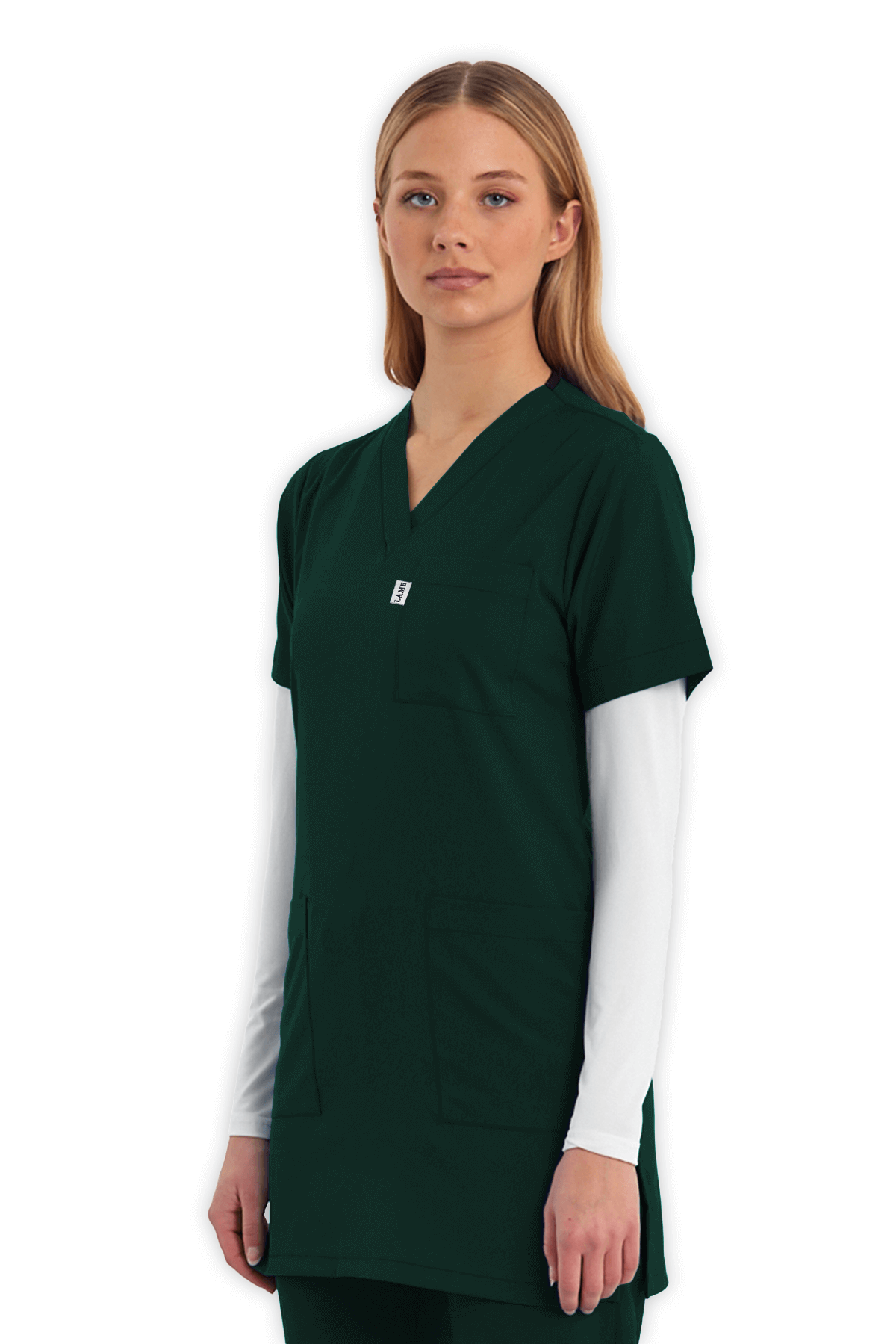 LAME Uniform Tunik Scrubs Üst – Avcı Yeşili