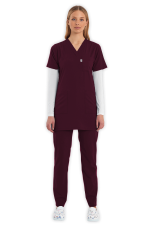 LAME Uniform Tunik Scrubs Takım – Bordo
