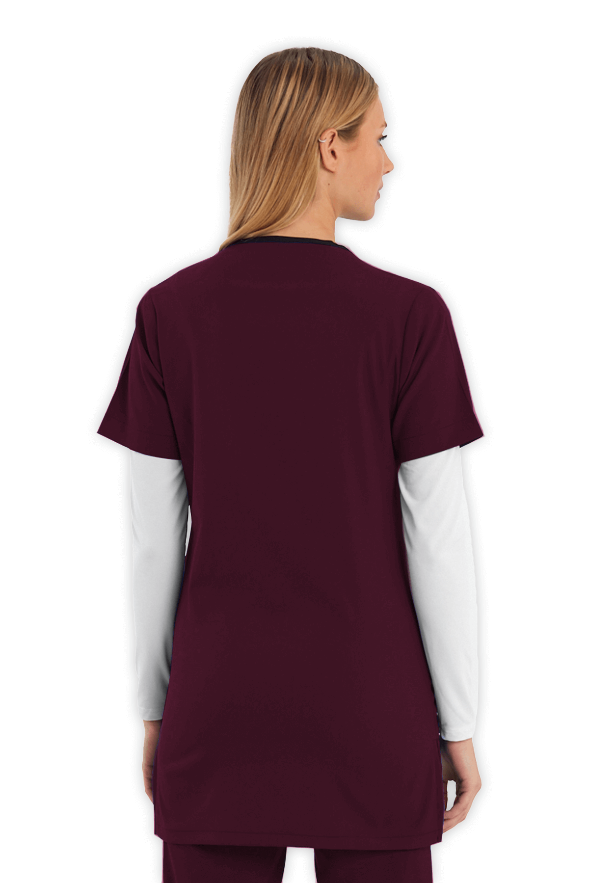 LAME Uniform Tunik Scrubs Üst – Bordo