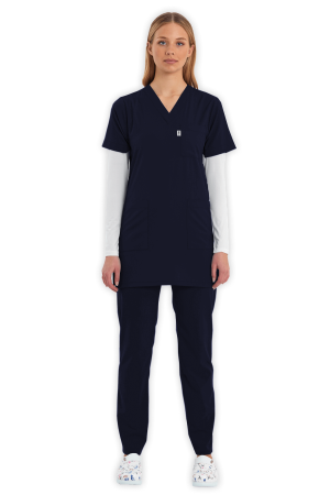 LAME Uniform Tunik Scrubs Takım – Lacivert
