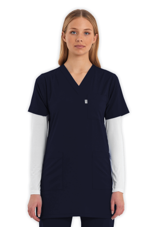 LAME Uniform Tunik Scrubs Üst – Lacivert