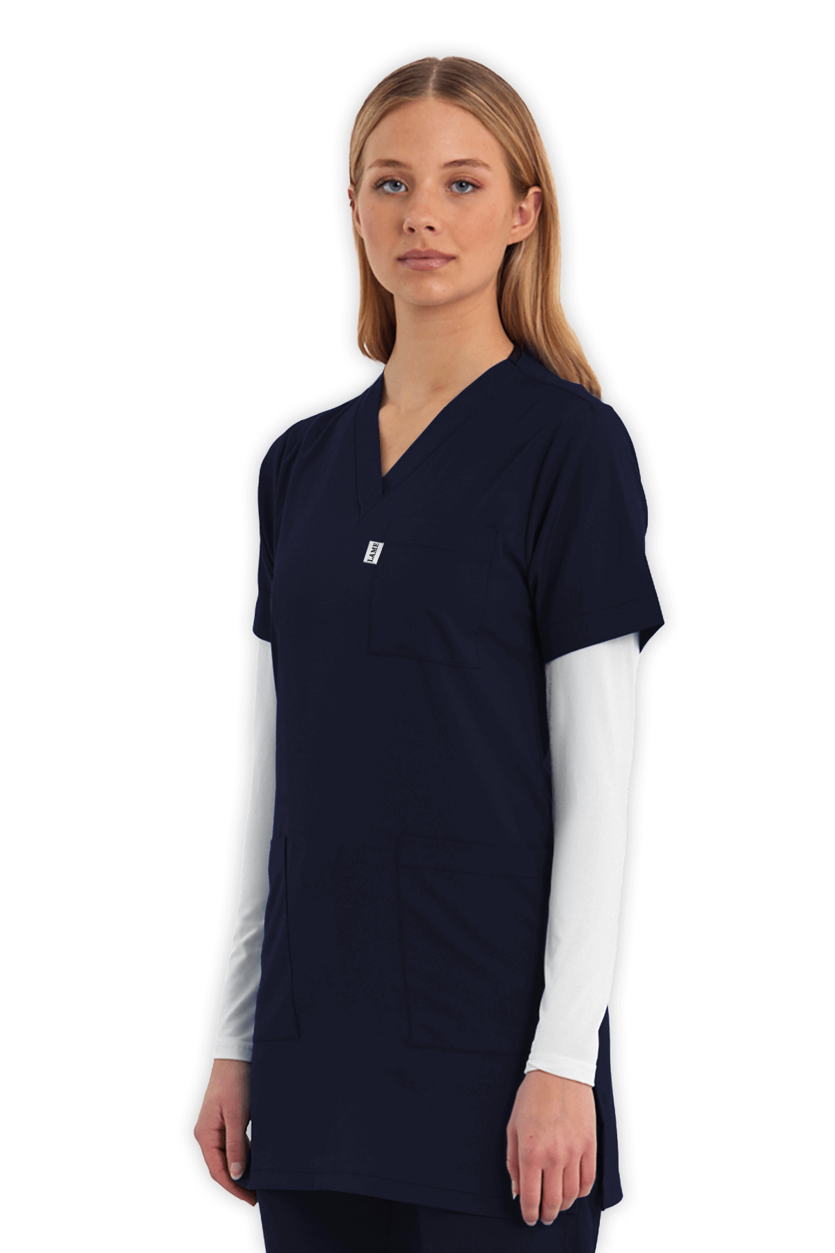 LAME Uniform Tunik Scrubs Üst – Lacivert