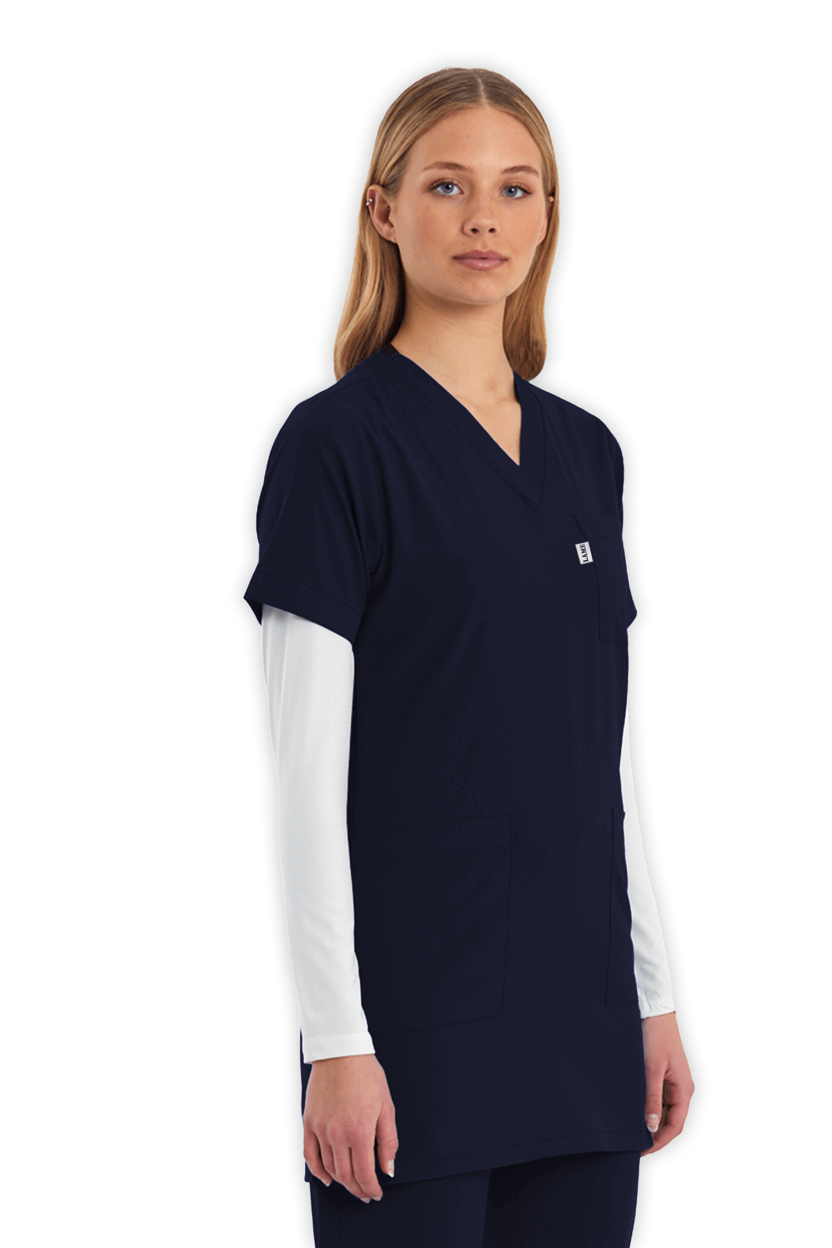LAME Uniform Tunik Scrubs Üst – Lacivert