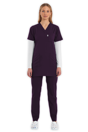 LAME Uniform Tunik Scrubs Takım – Mürdüm