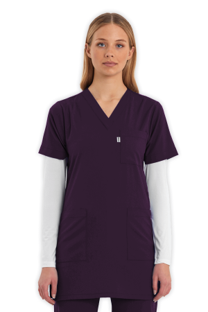 LAME Uniform Tunik Scrubs Üst – Mürdüm