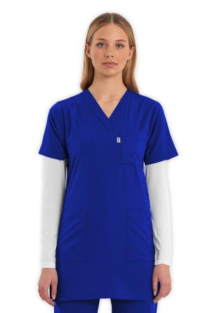 LAME Uniform Tunik Scrubs Üst – Saks Mavisi